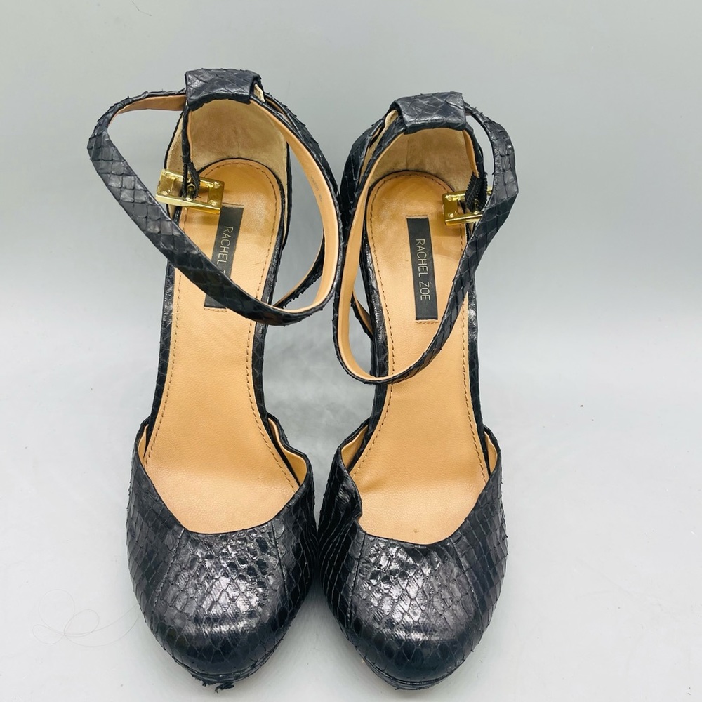 Rachel Zoe Black Snakeskin Heels 8